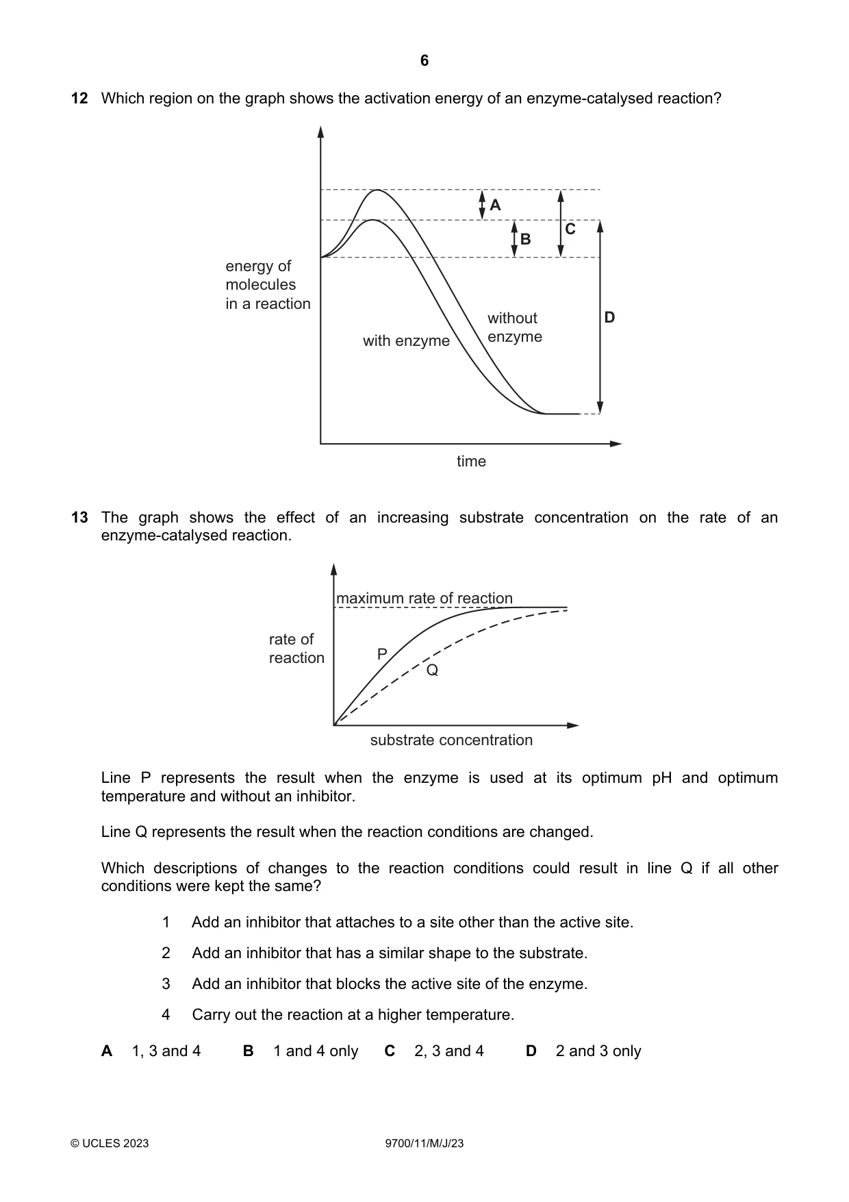 Cambridge A Level Biology 9700 2023 May/June Paper 1 · Variant 1 question paper, page 6 of 20