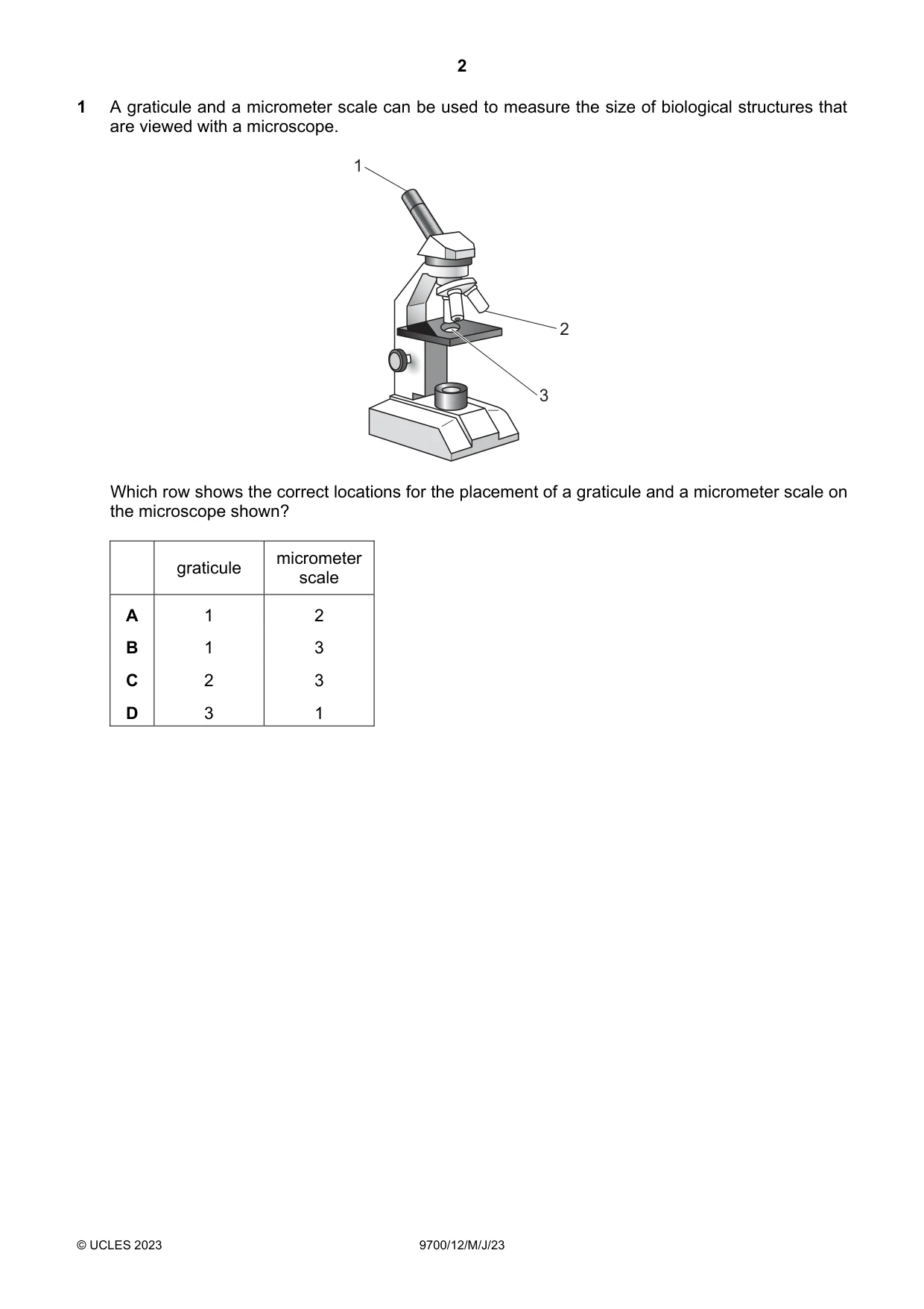 Cambridge A Level Biology 9700 2023 May/June Paper 1 · Variant 2 question paper, page 2 of 20