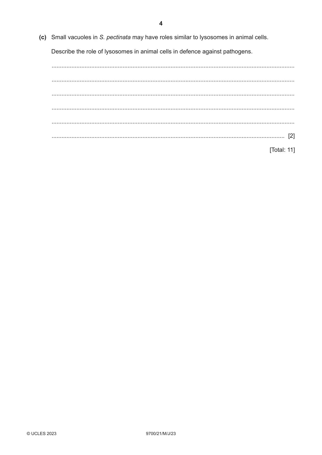 Cambridge A Level Biology 9700 2023 May/June Paper 2 · Variant 1 question paper, page 4 of 20