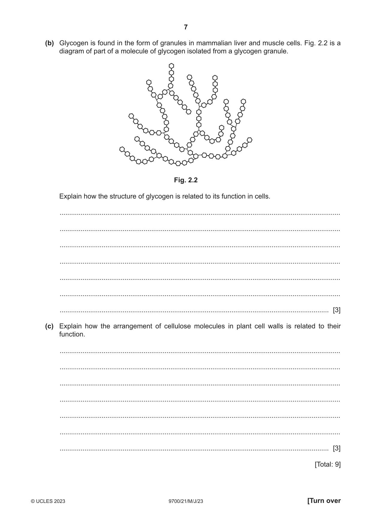 Cambridge A Level Biology 9700 2023 May/June Paper 2 · Variant 1 question paper, page 7 of 20