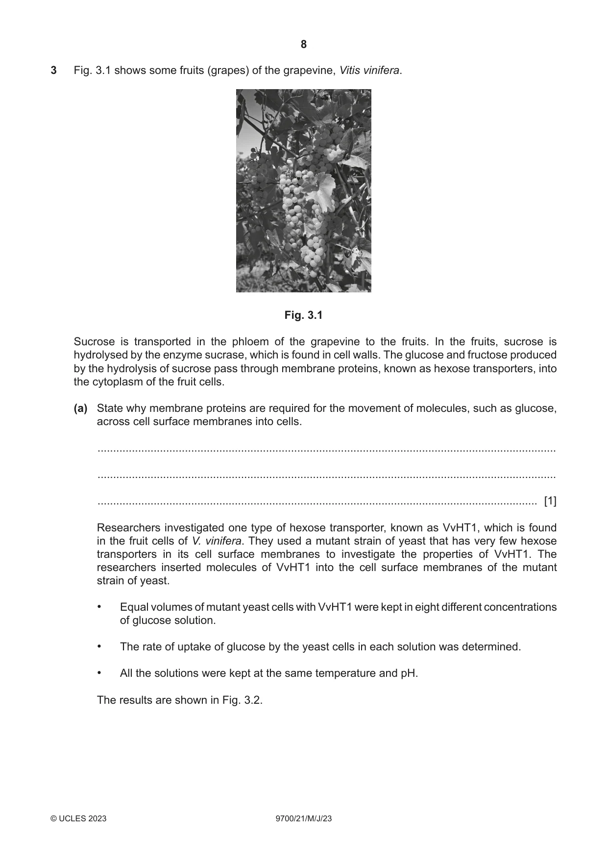 Cambridge A Level Biology 9700 2023 May/June Paper 2 · Variant 1 question paper, page 8 of 20