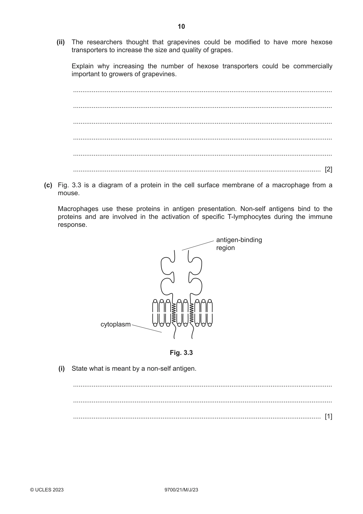 Cambridge A Level Biology 9700 2023 May/June Paper 2 · Variant 1 question paper, page 10 of 20