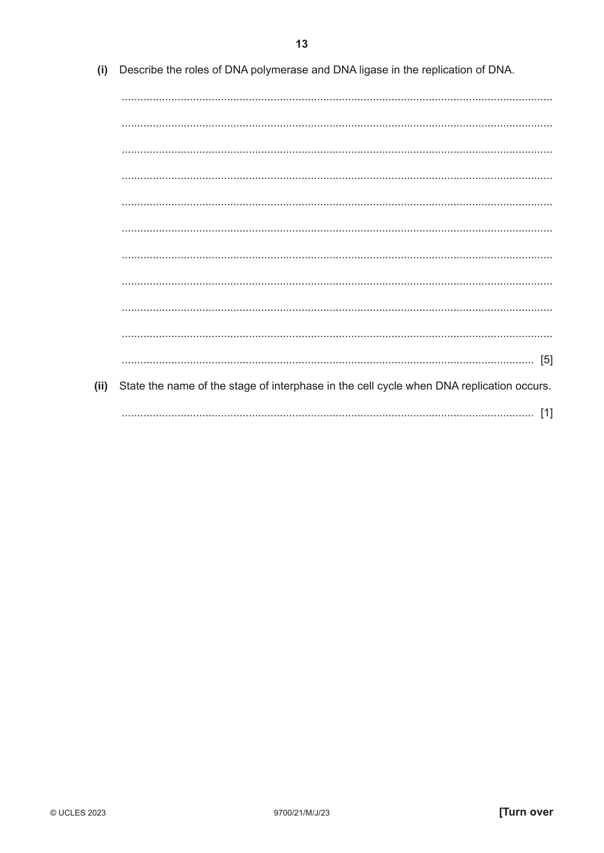 Cambridge A Level Biology 9700 2023 May/June Paper 2 · Variant 1 question paper, page 13 of 20