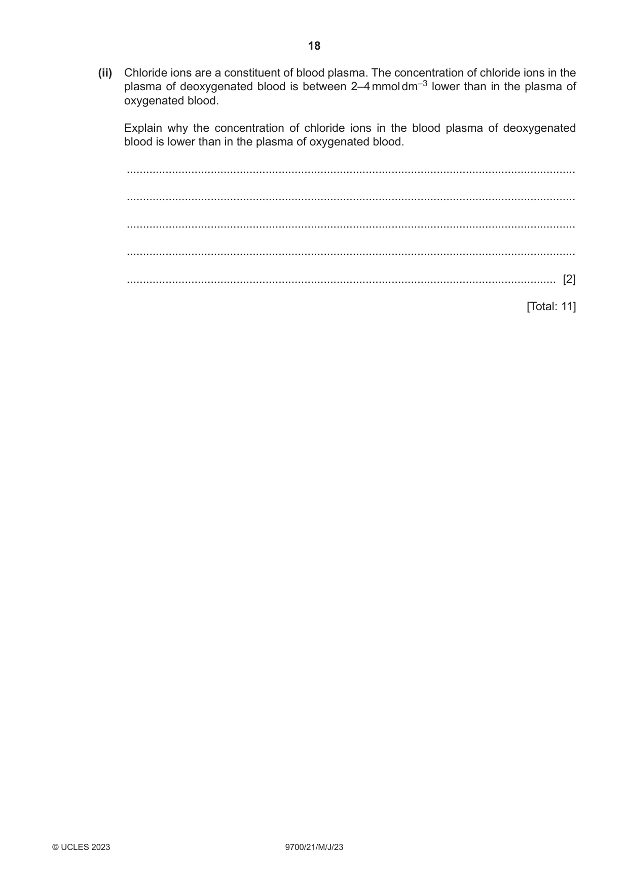 Cambridge A Level Biology 9700 2023 May/June Paper 2 · Variant 1 question paper, page 18 of 20