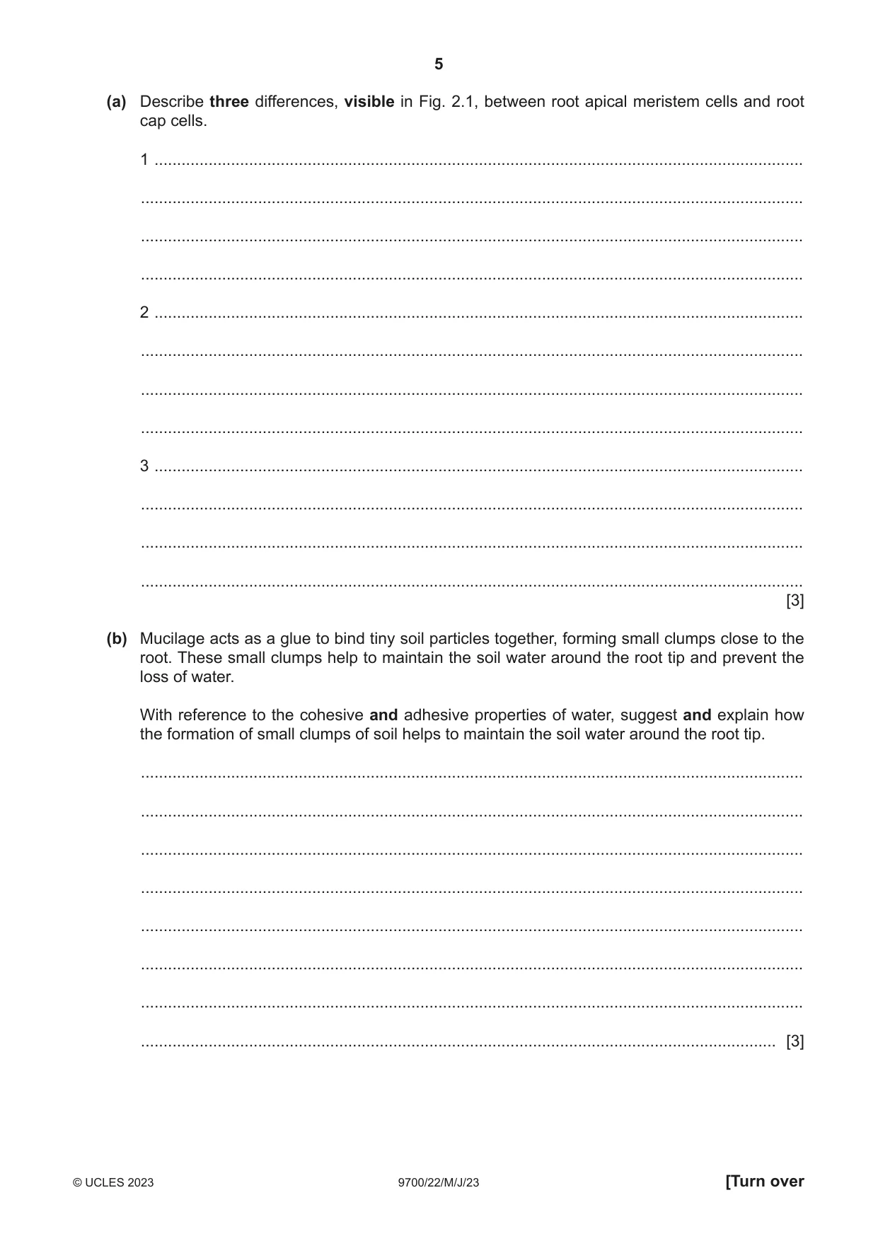 Cambridge A Level Biology 9700 2023 May/June Paper 2 · Variant 2 question paper, page 5 of 20