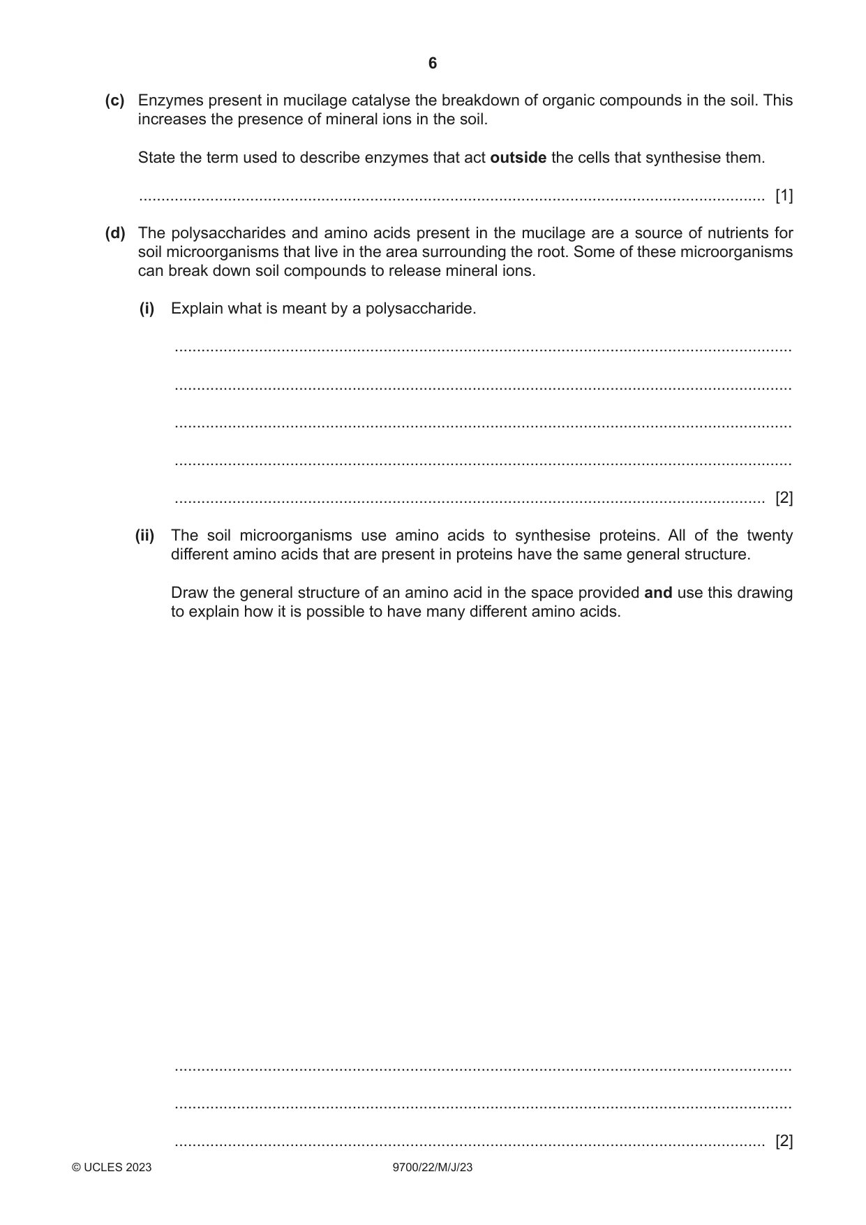 Cambridge A Level Biology 9700 2023 May/June Paper 2 · Variant 2 question paper, page 6 of 20