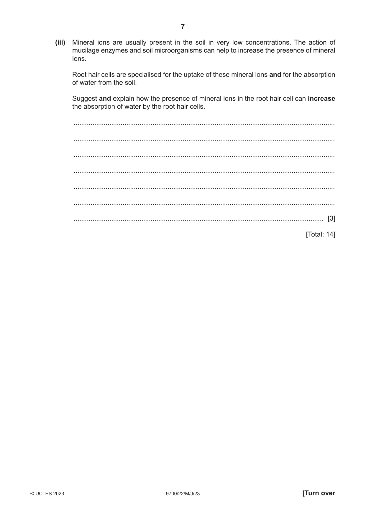 Cambridge A Level Biology 9700 2023 May/June Paper 2 · Variant 2 question paper, page 7 of 20