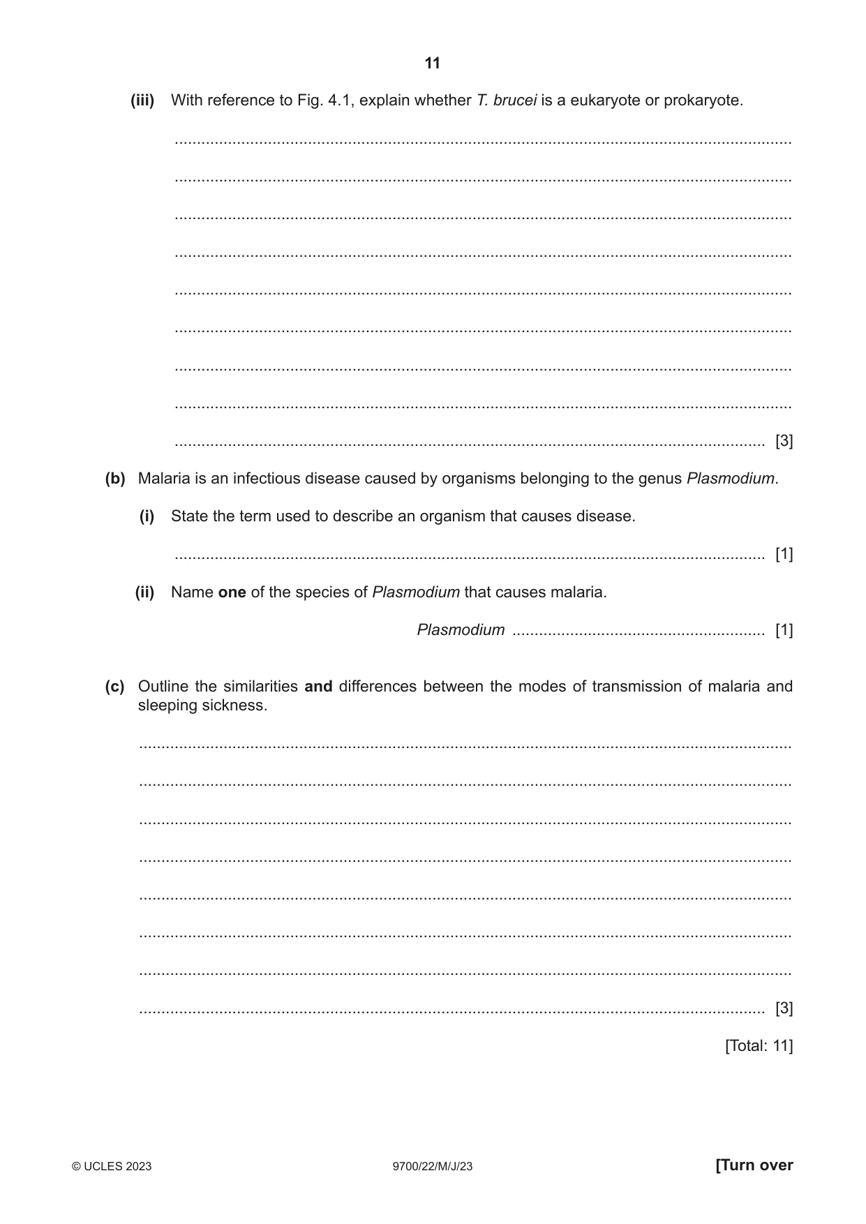 Cambridge A Level Biology 9700 2023 May/June Paper 2 · Variant 2 question paper, page 11 of 20