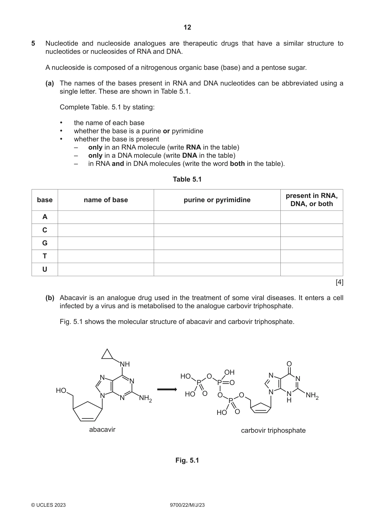 Cambridge A Level Biology 9700 2023 May/June Paper 2 · Variant 2 question paper, page 12 of 20