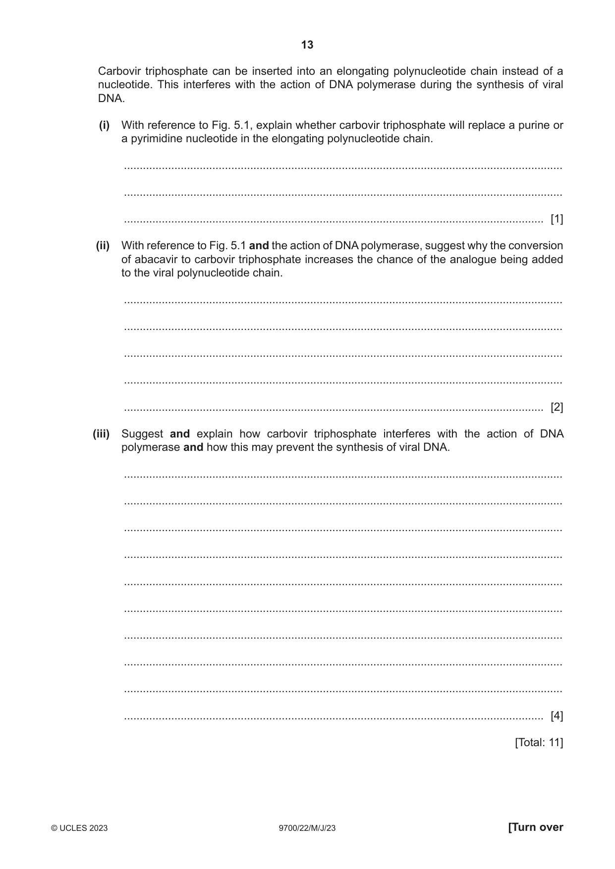 Cambridge A Level Biology 9700 2023 May/June Paper 2 · Variant 2 question paper, page 13 of 20
