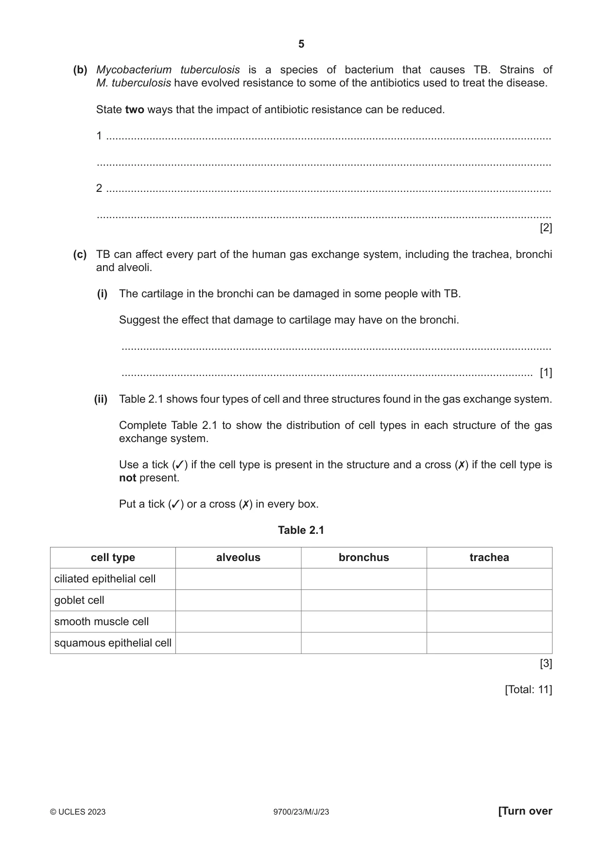 Cambridge A Level Biology 9700 2023 May/June Paper 2 · Variant 3 question paper, page 5 of 16