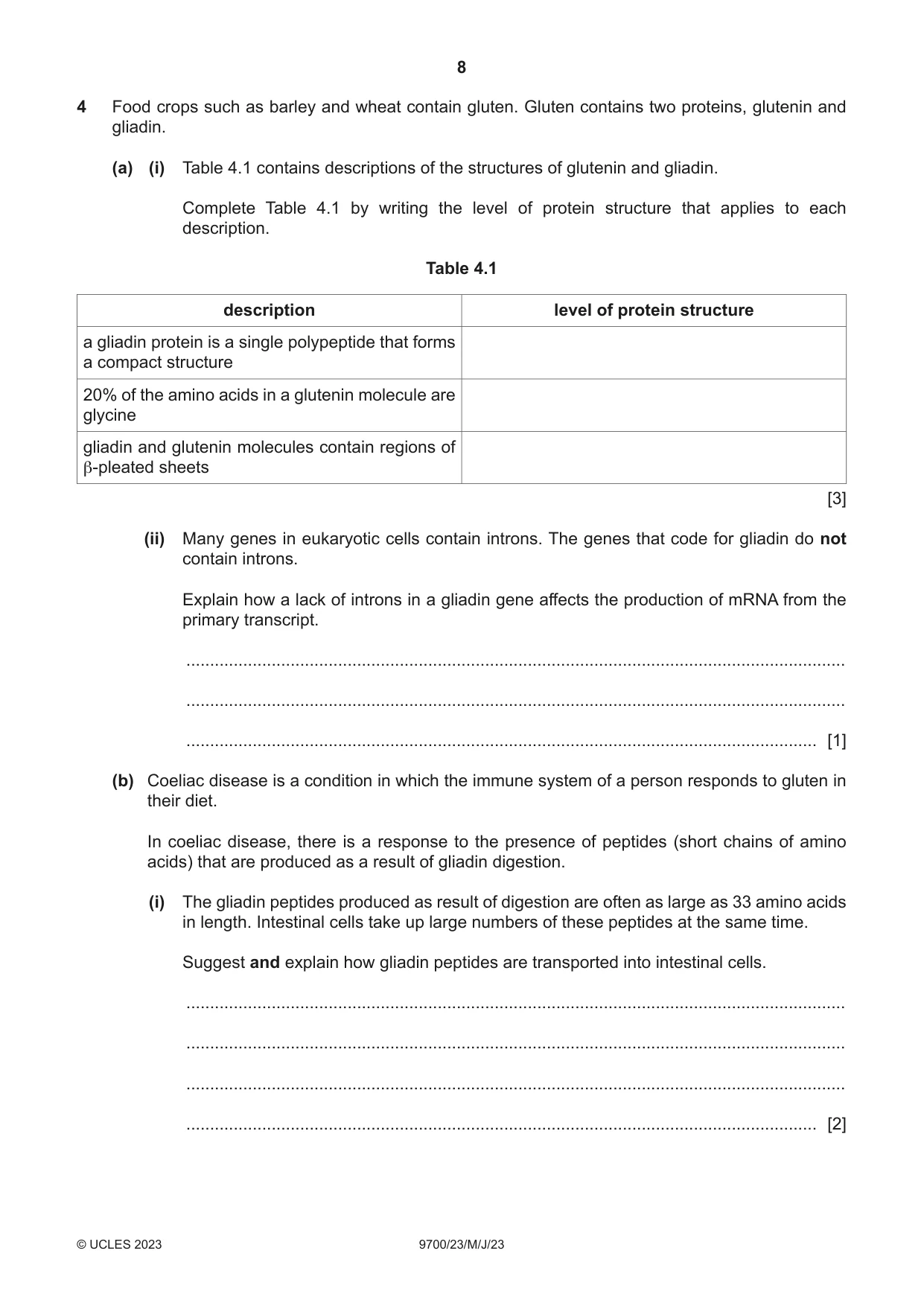 Cambridge A Level Biology 9700 2023 May/June Paper 2 · Variant 3 question paper, page 8 of 16