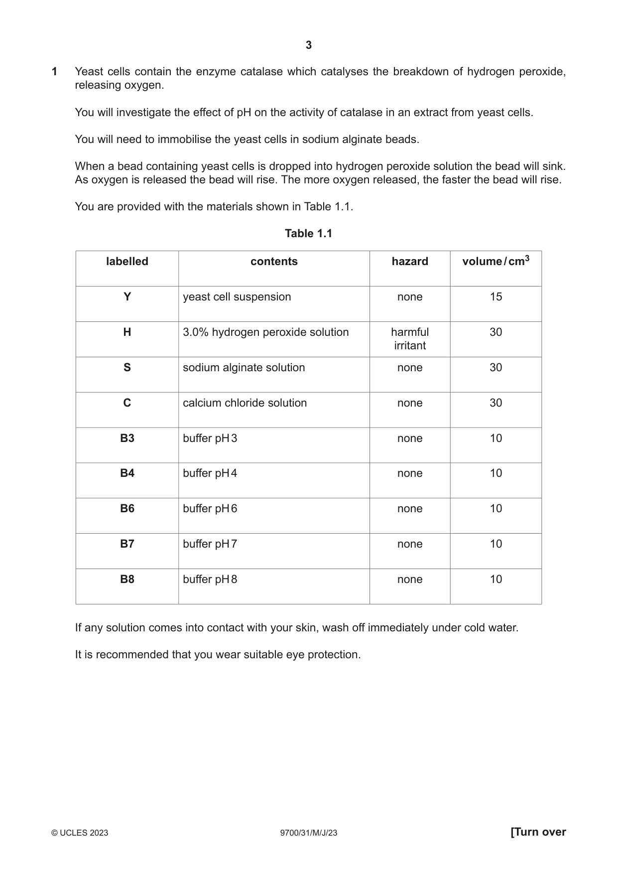 Cambridge A Level Biology 9700 2023 May/June Paper 3 · Variant 1 question paper, page 3 of 16