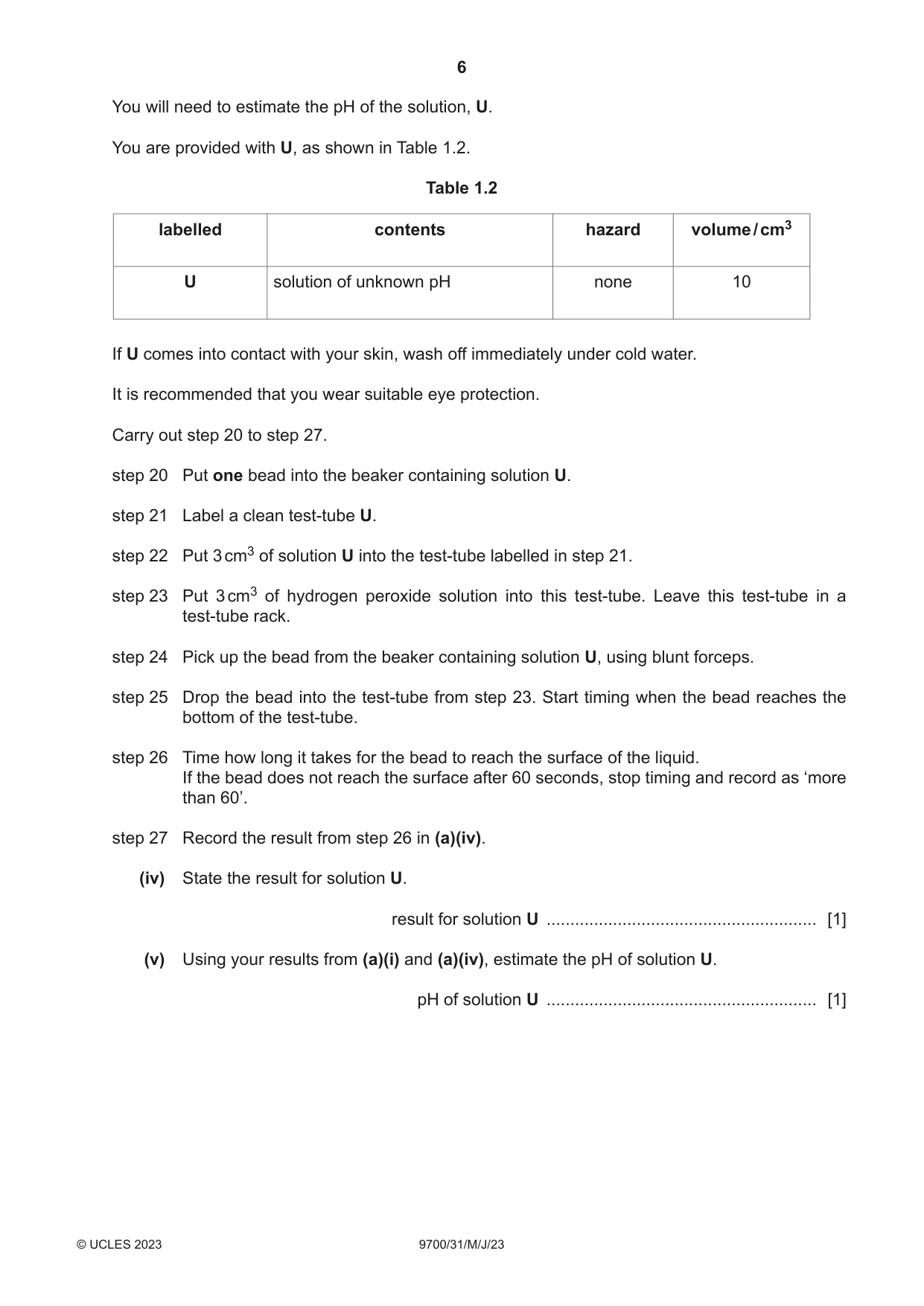 Cambridge A Level Biology 9700 2023 May/June Paper 3 · Variant 1 question paper, page 6 of 16