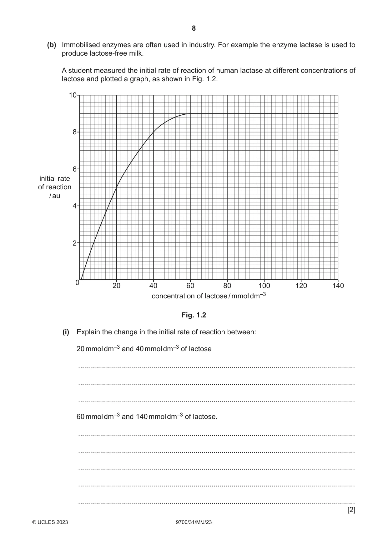 Cambridge A Level Biology 9700 2023 May/June Paper 3 · Variant 1 question paper, page 8 of 16