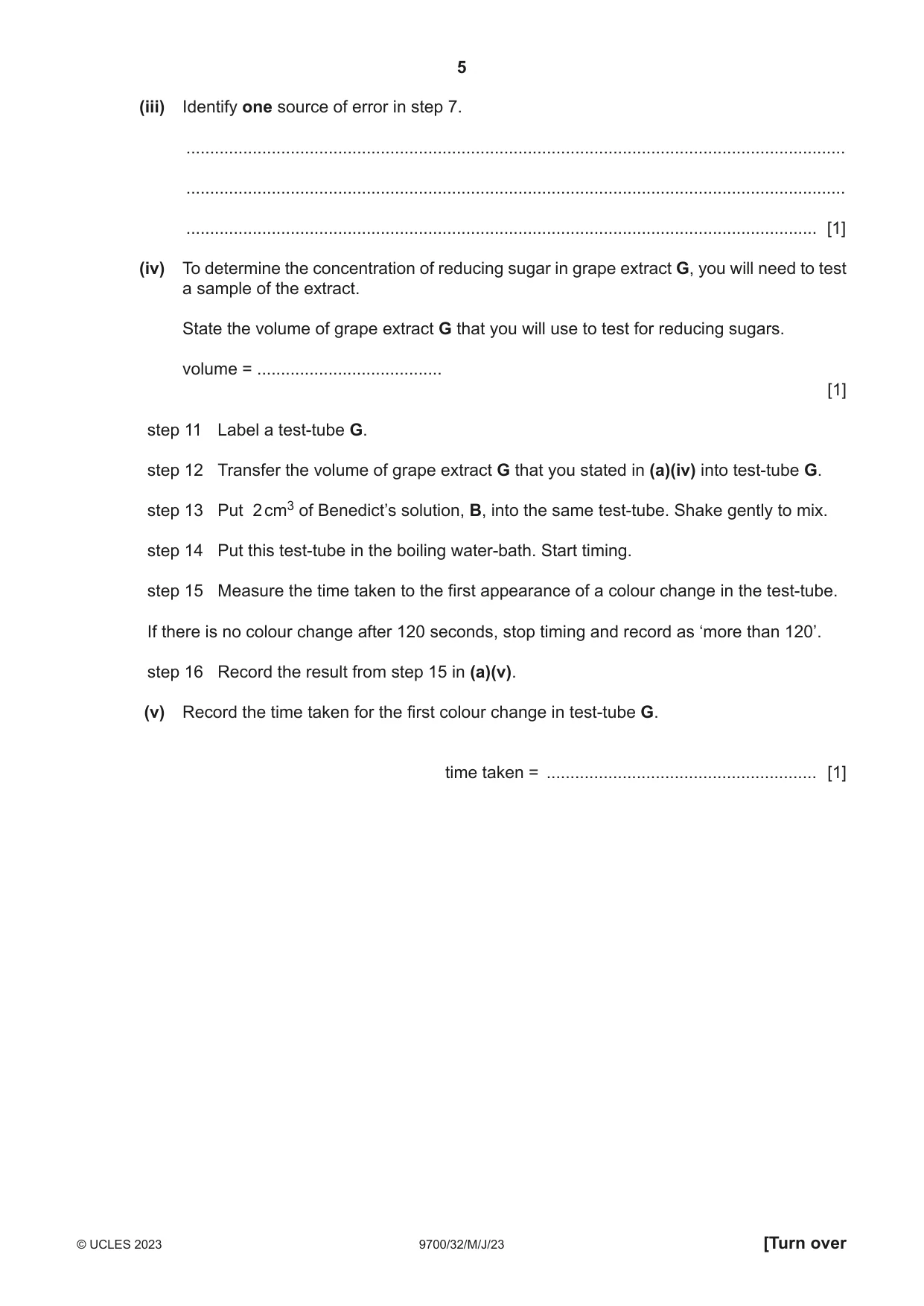 Cambridge A Level Biology 9700 2023 May/June Paper 3 · Variant 2 question paper, page 5 of 16