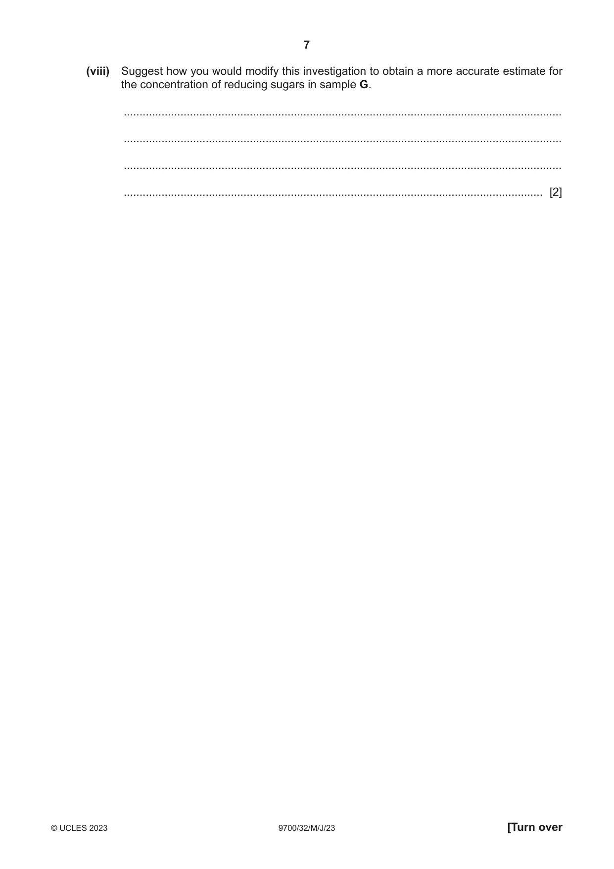 Cambridge A Level Biology 9700 2023 May/June Paper 3 · Variant 2 question paper, page 7 of 16