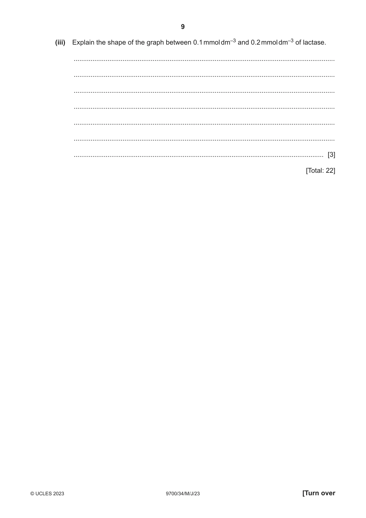 Cambridge A Level Biology 9700 2023 May/June Paper 3 · Variant 4 question paper, page 9 of 16
