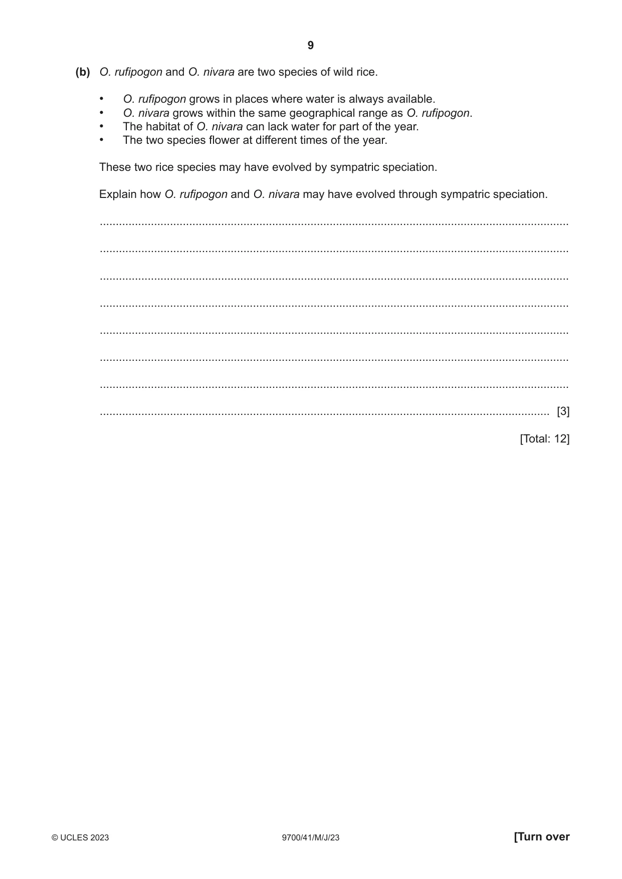 Cambridge A Level Biology 9700 2023 May/June Paper 4 · Variant 1 question paper, page 9 of 24