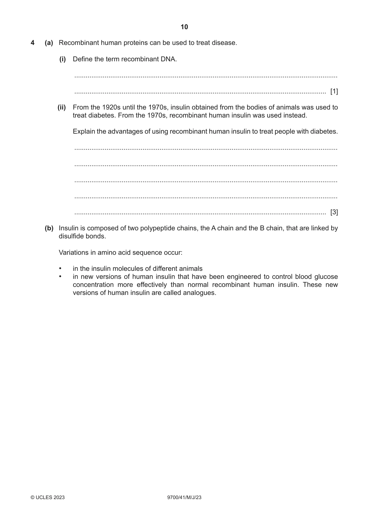 Cambridge A Level Biology 9700 2023 May/June Paper 4 · Variant 1 question paper, page 10 of 24