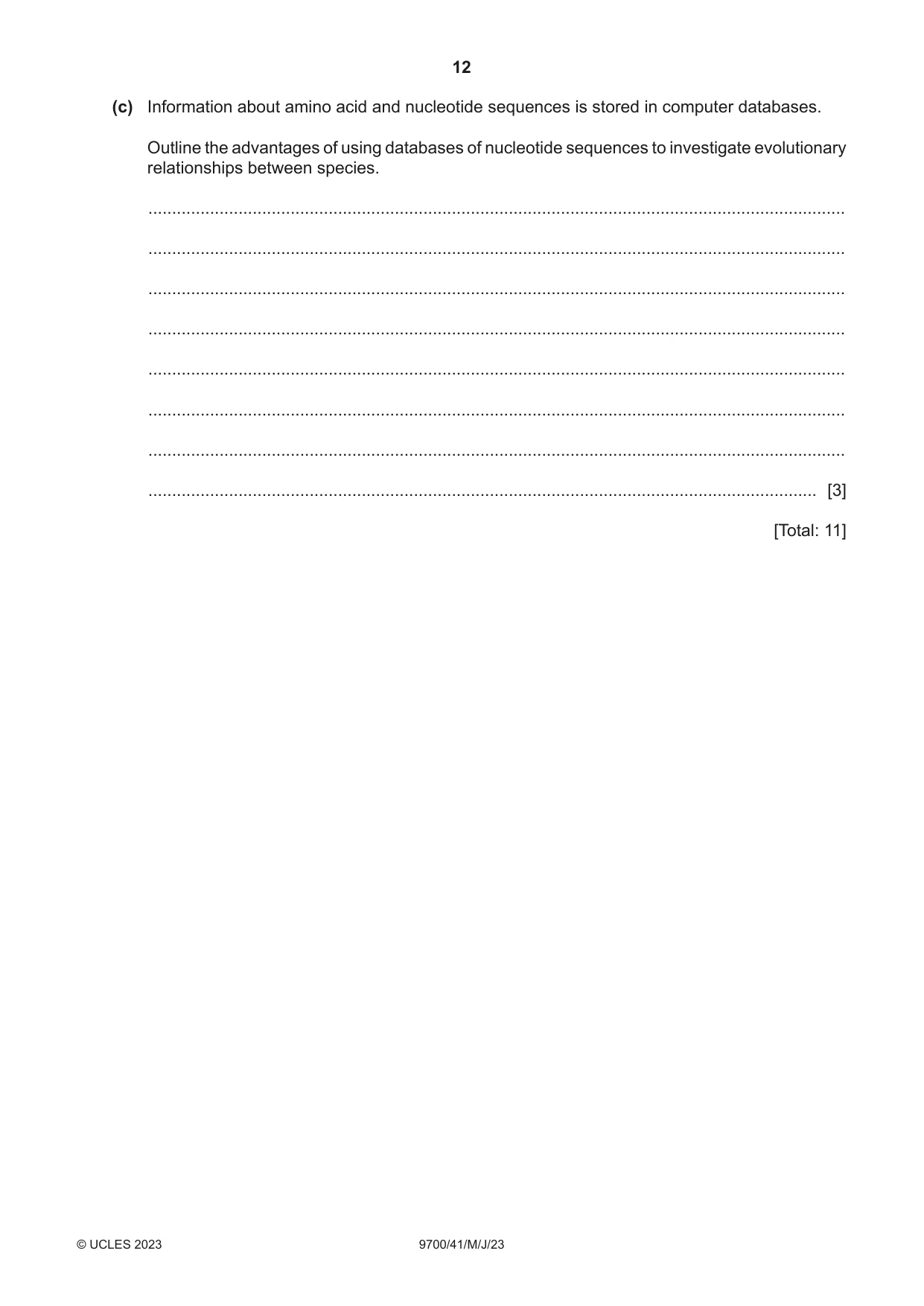 Cambridge A Level Biology 9700 2023 May/June Paper 4 · Variant 1 question paper, page 12 of 24