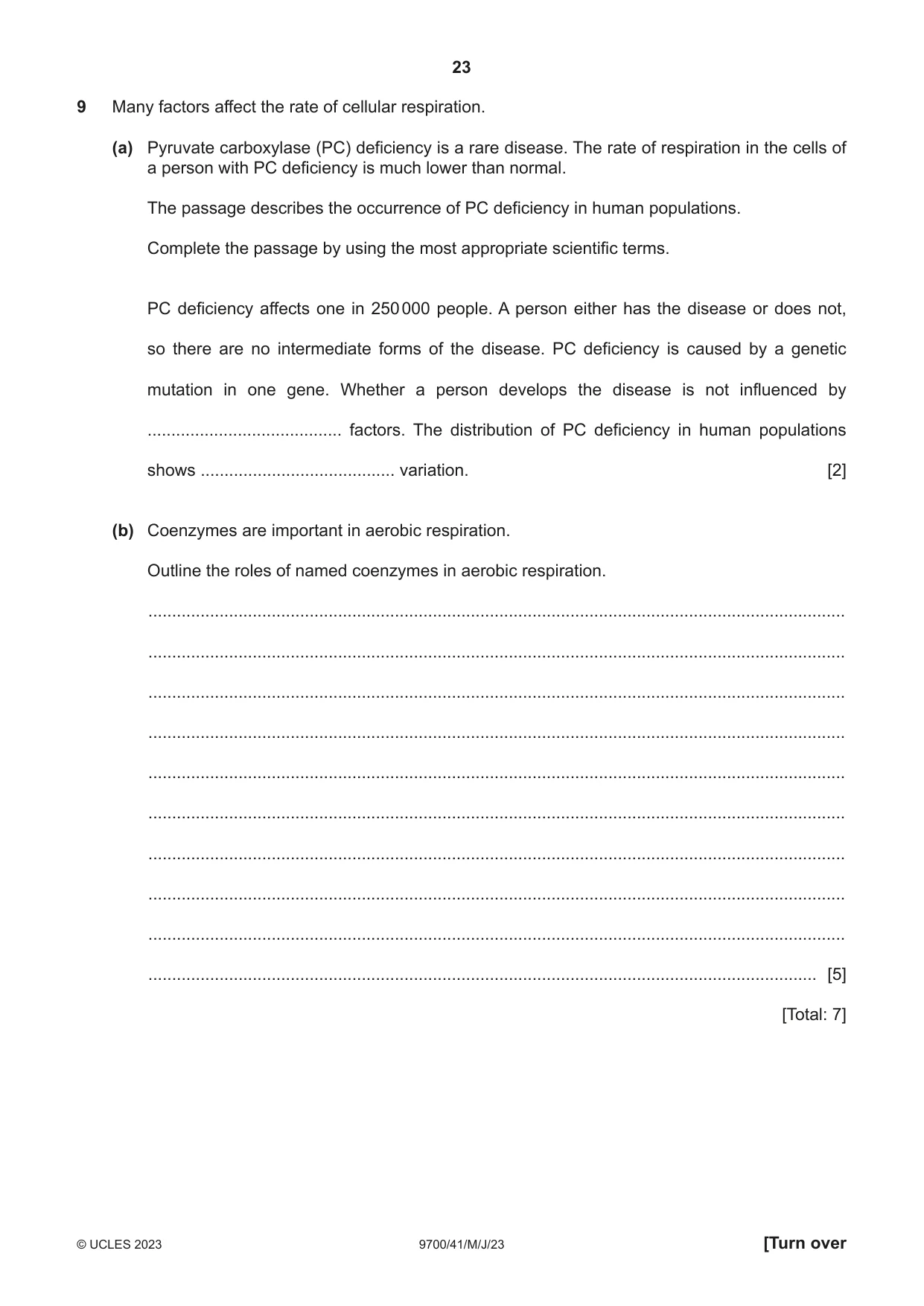 Cambridge A Level Biology 9700 2023 May/June Paper 4 · Variant 1 question paper, page 23 of 24