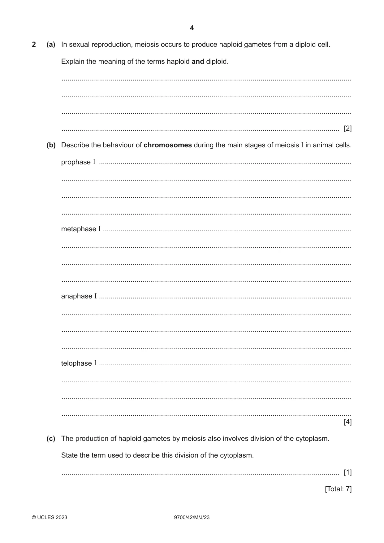 Cambridge A Level Biology 9700 2023 May/June Paper 4 · Variant 2 question paper, page 4 of 24