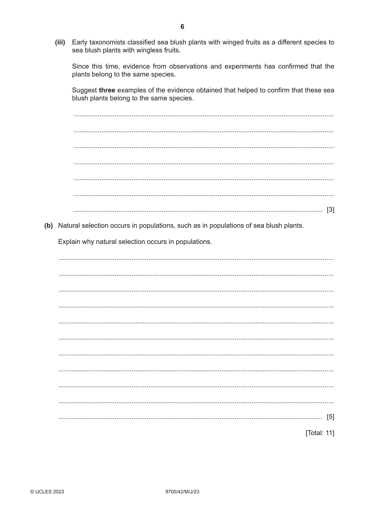 Cambridge A Level Biology 9700 2023 May/June Paper 4 · Variant 2 question paper, page 6 of 24