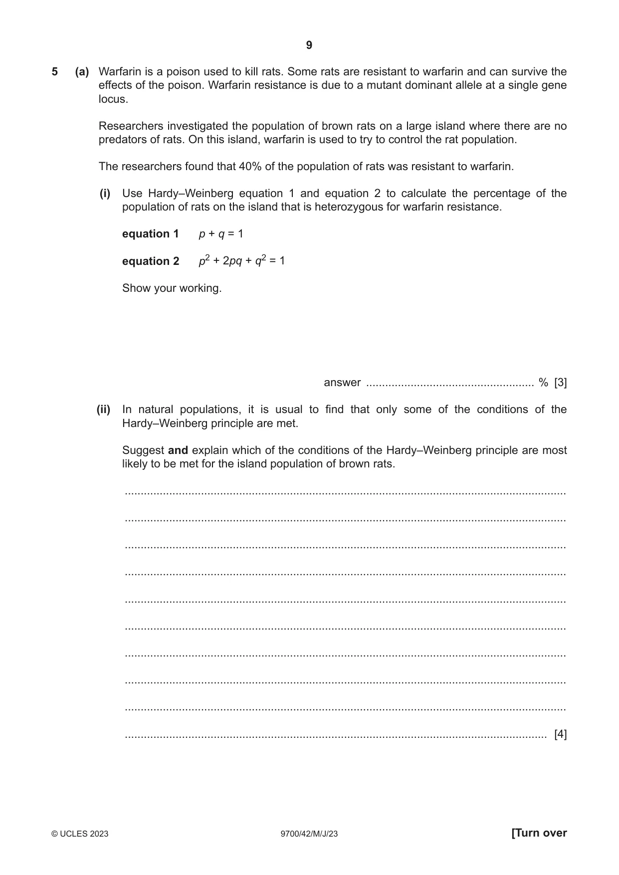 Cambridge A Level Biology 9700 2023 May/June Paper 4 · Variant 2 question paper, page 9 of 24