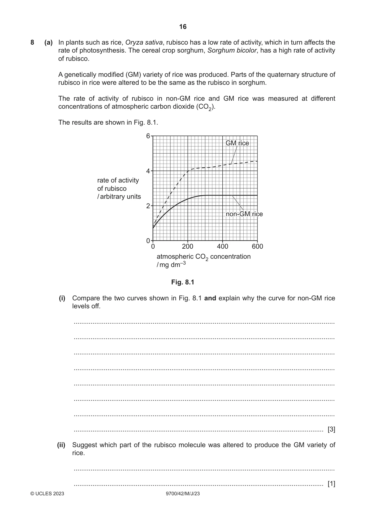 Cambridge A Level Biology 9700 2023 May/June Paper 4 · Variant 2 question paper, page 16 of 24
