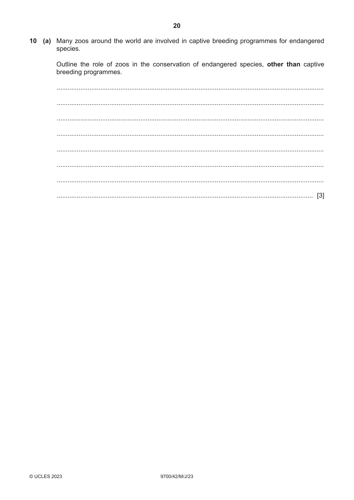 Cambridge A Level Biology 9700 2023 May/June Paper 4 · Variant 2 question paper, page 20 of 24