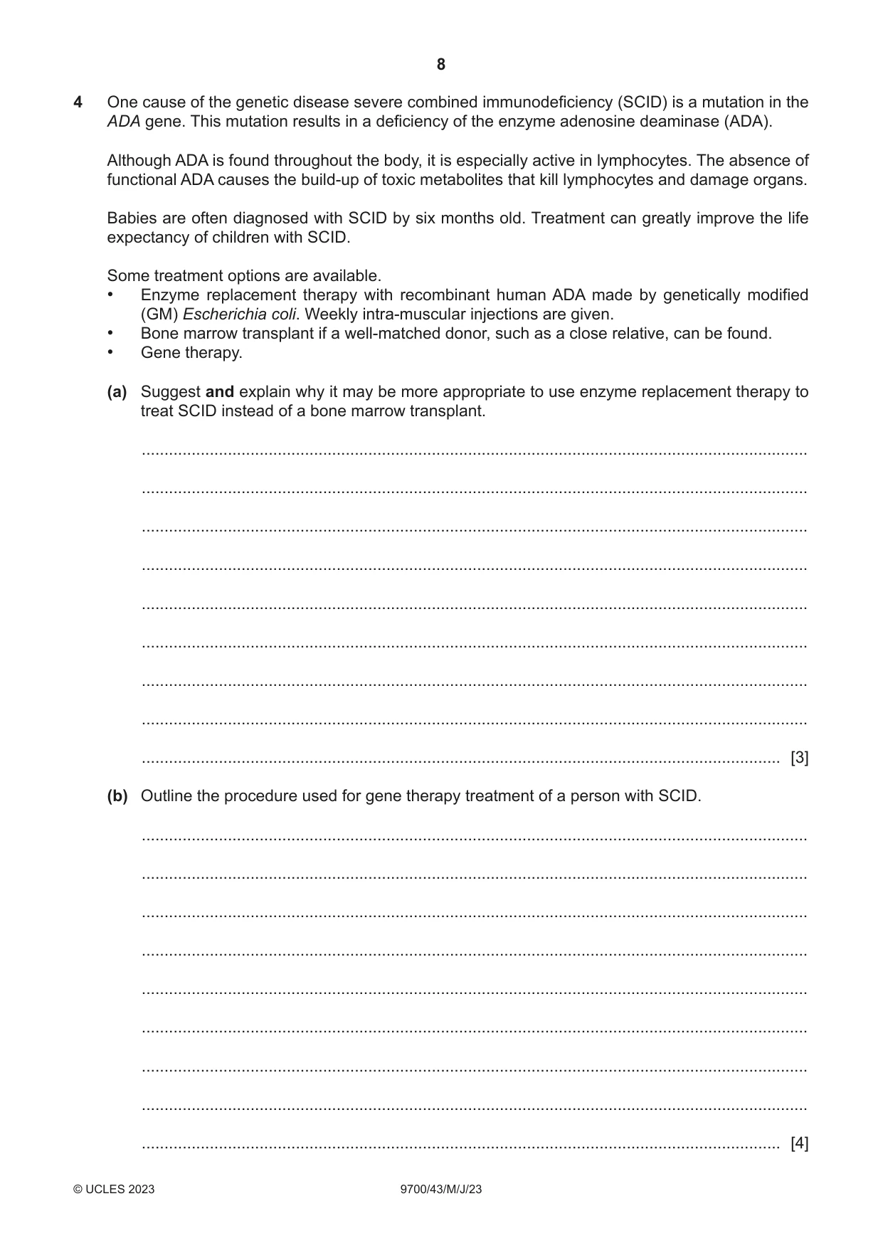 Cambridge A Level Biology 9700 2023 May/June Paper 4 · Variant 3 question paper, page 8 of 28