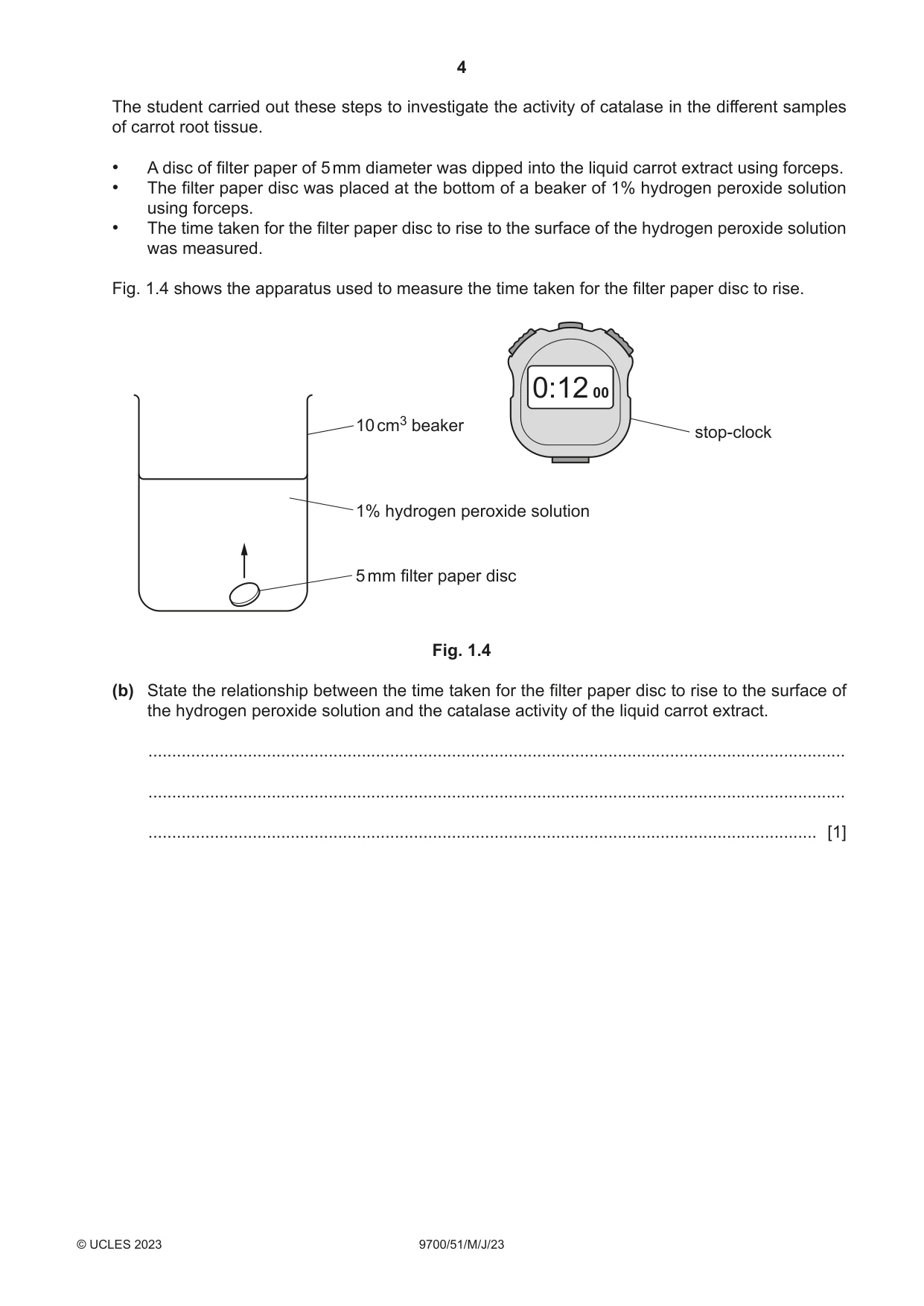 Cambridge A Level Biology 9700 2023 May/June Paper 5 · Variant 1 question paper, page 4 of 20