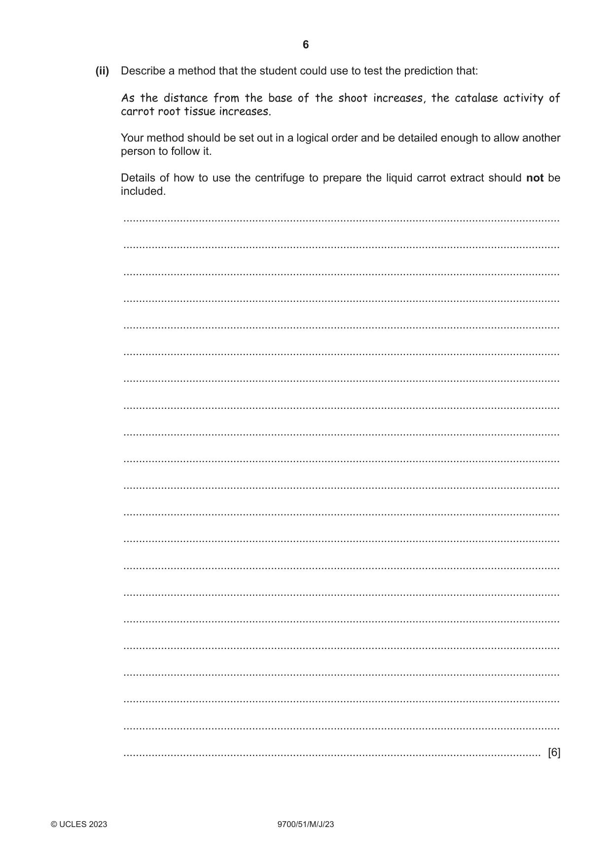 Cambridge A Level Biology 9700 2023 May/June Paper 5 · Variant 1 question paper, page 6 of 20