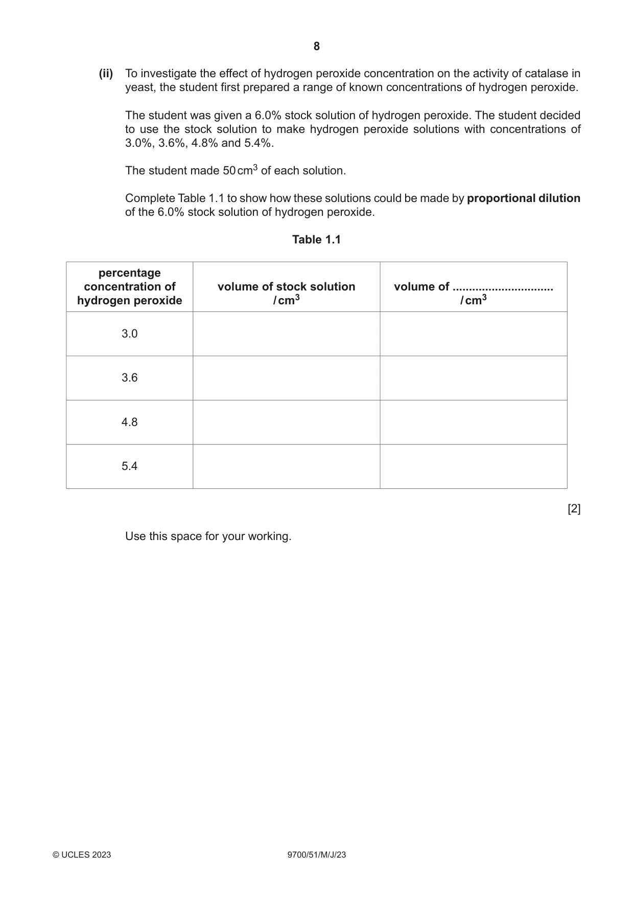 Cambridge A Level Biology 9700 2023 May/June Paper 5 · Variant 1 question paper, page 8 of 20