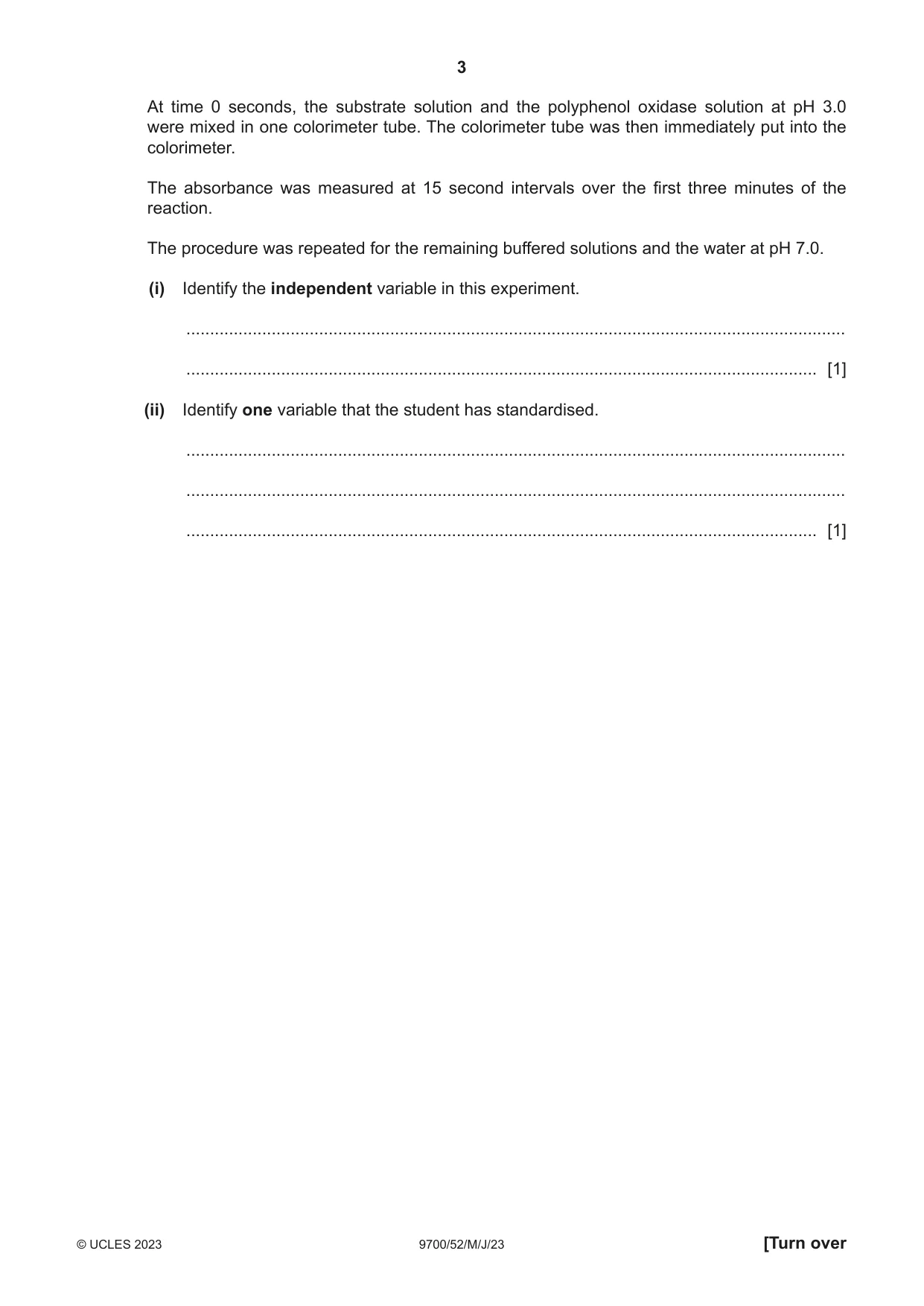 Cambridge A Level Biology 9700 2023 May/June Paper 5 · Variant 2 question paper, page 3 of 12