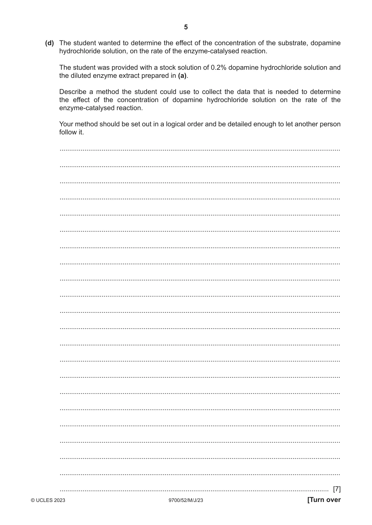 Cambridge A Level Biology 9700 2023 May/June Paper 5 · Variant 2 question paper, page 5 of 12