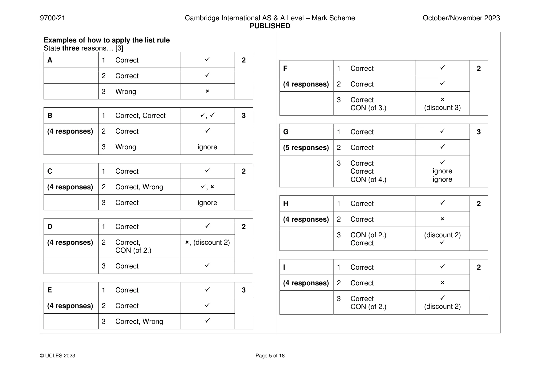 Mark scheme, page 5 of 18