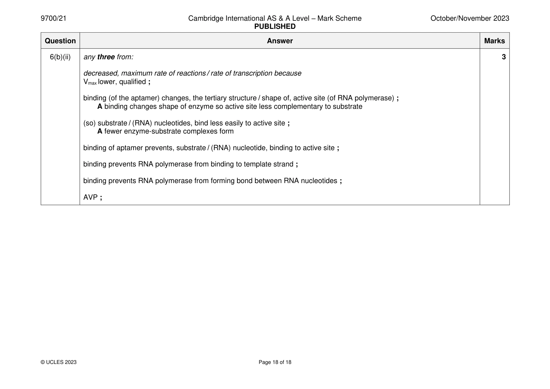 Mark scheme, page 18 of 18