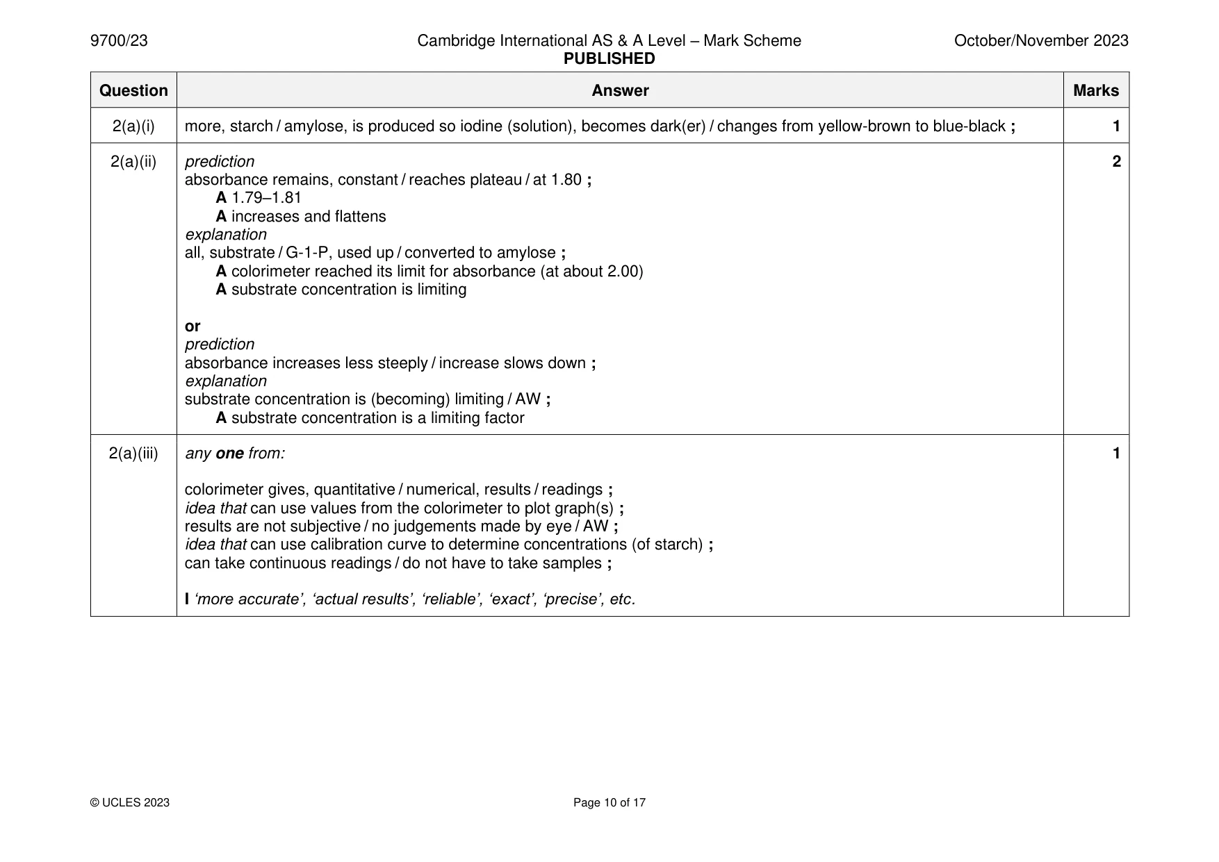 Mark scheme, page 10 of 17