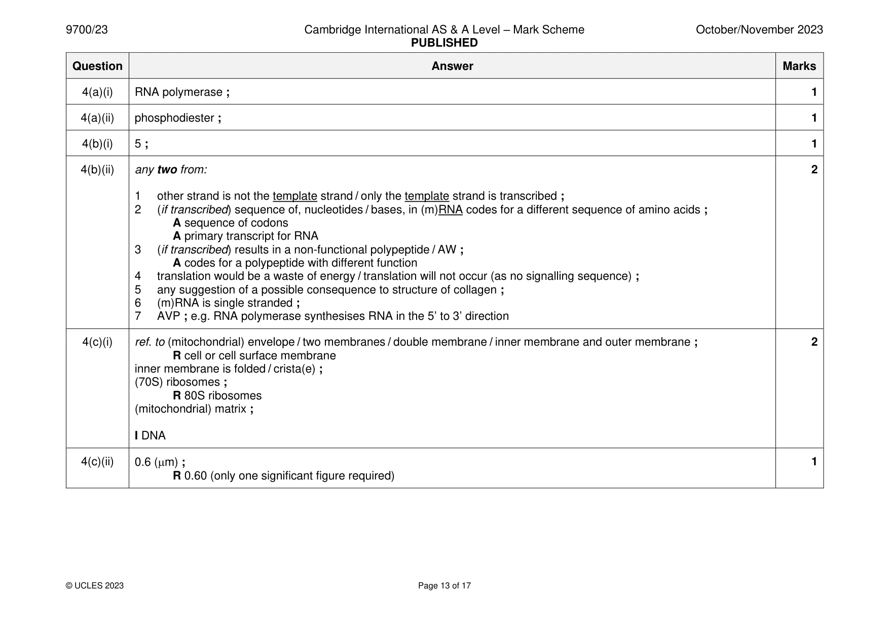 Mark scheme, page 13 of 17