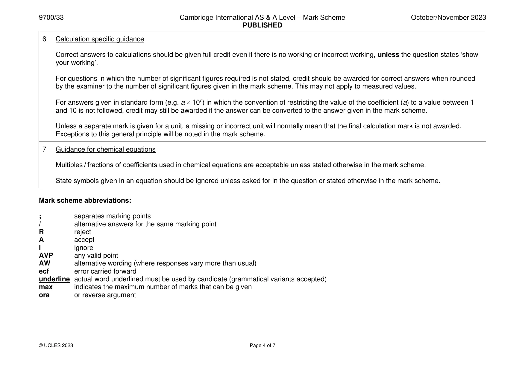 Mark scheme, page 4 of 7