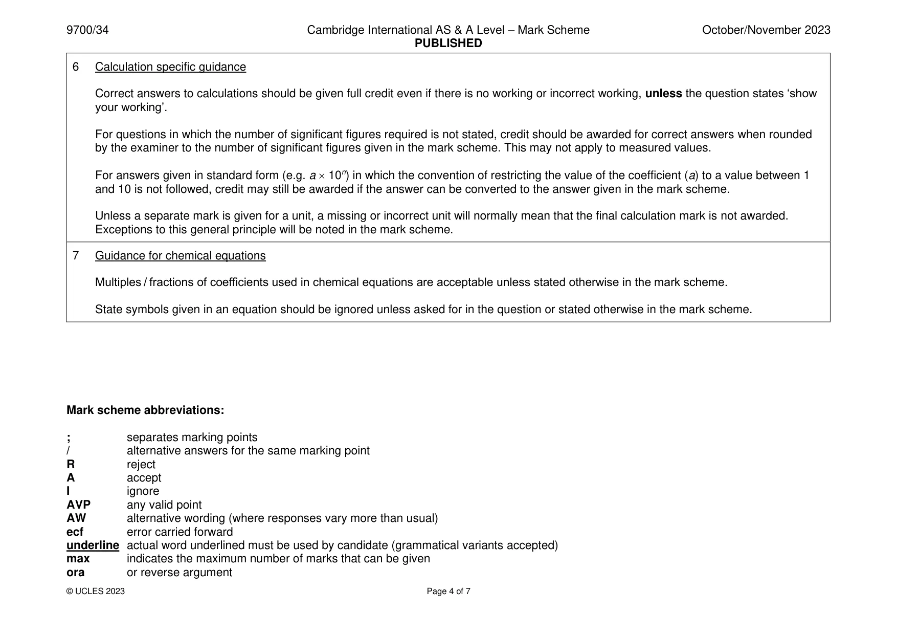 Mark scheme, page 4 of 7