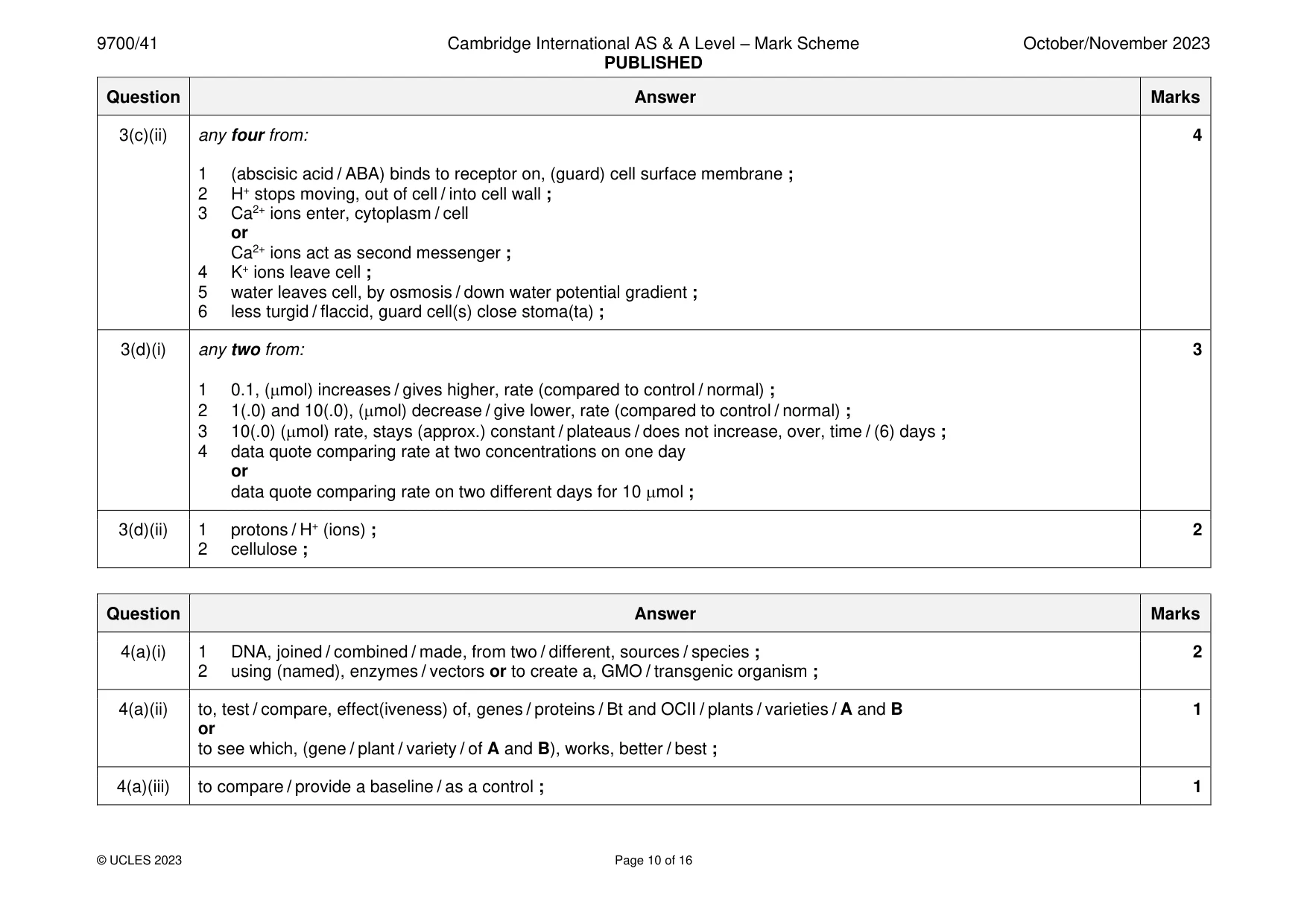 Mark scheme, page 10 of 16