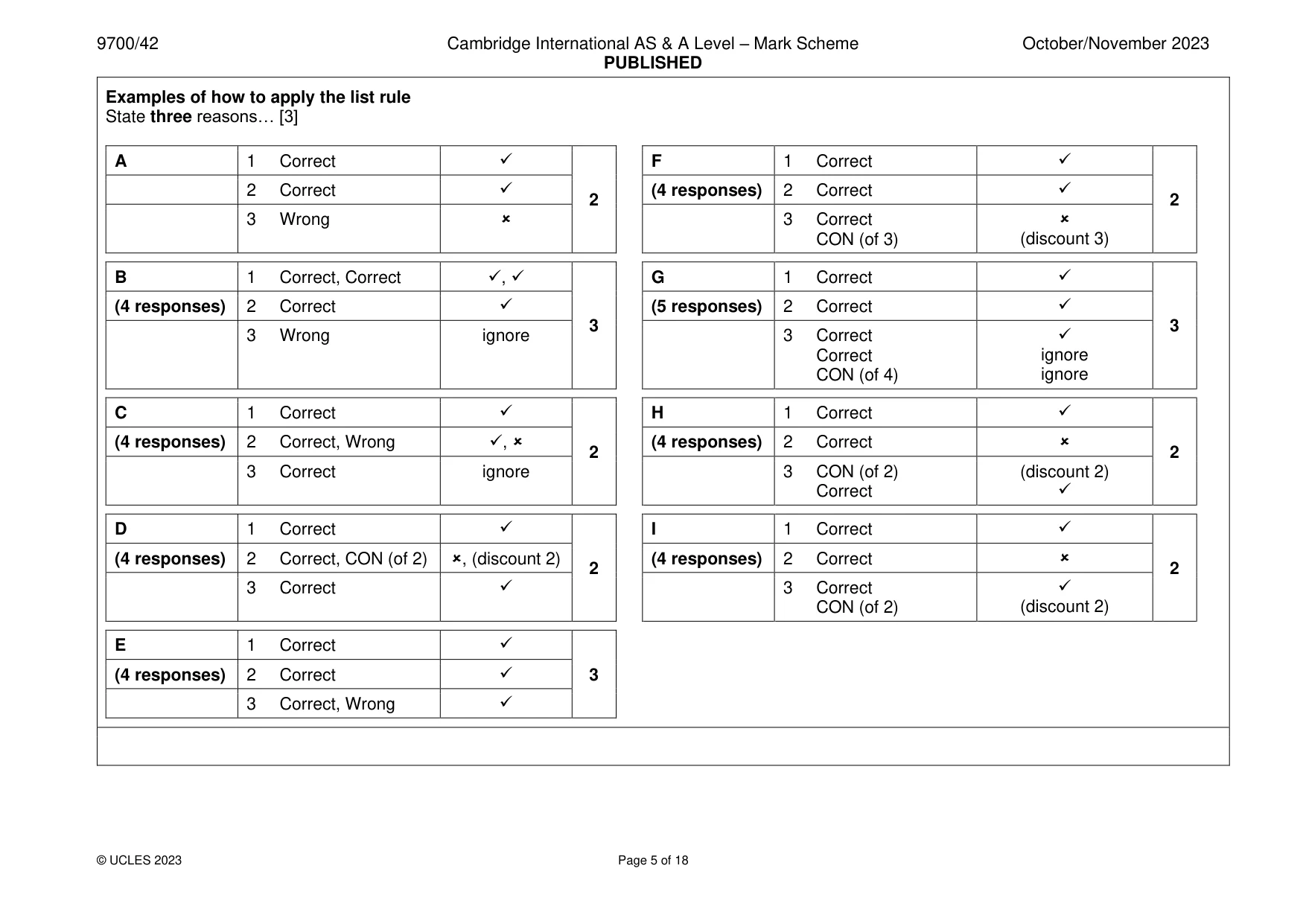 Mark scheme, page 5 of 18