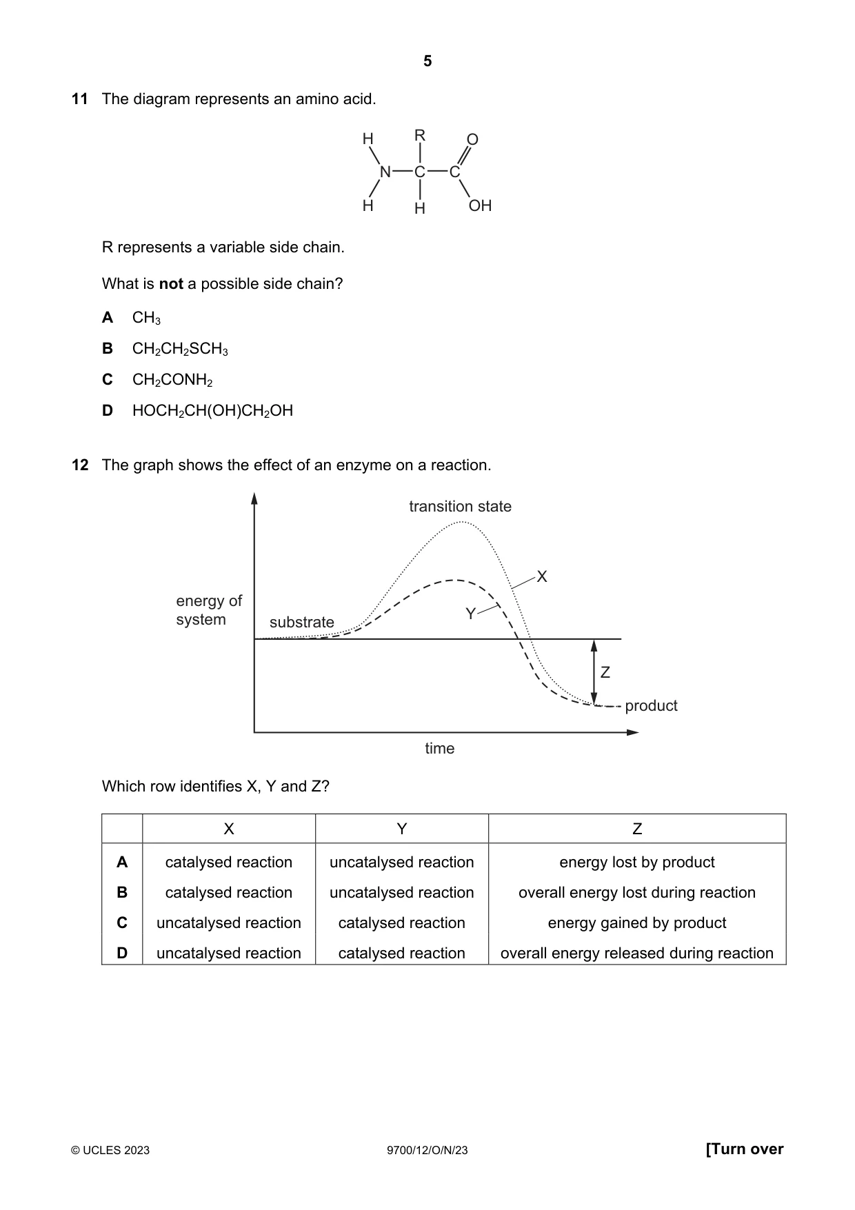 Cambridge A Level Biology 9700 2023 Oct/Nov Paper 1 · Variant 2 question paper, page 5 of 20