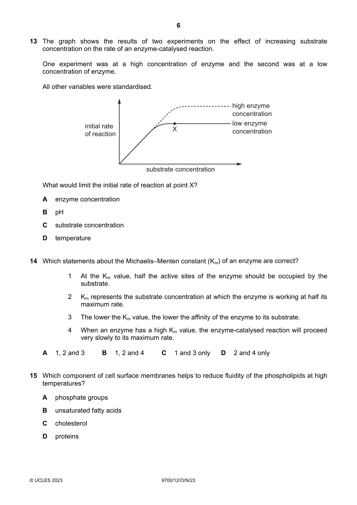 Cambridge A Level Biology 9700 2023 Oct/Nov Paper 1 · Variant 2 question paper, page 6 of 20