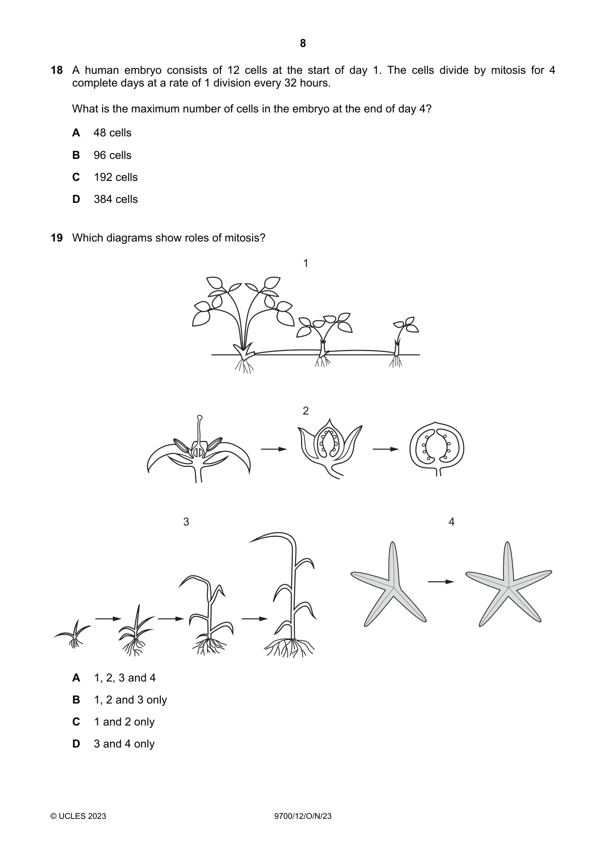 Cambridge A Level Biology 9700 2023 Oct/Nov Paper 1 · Variant 2 question paper, page 8 of 20