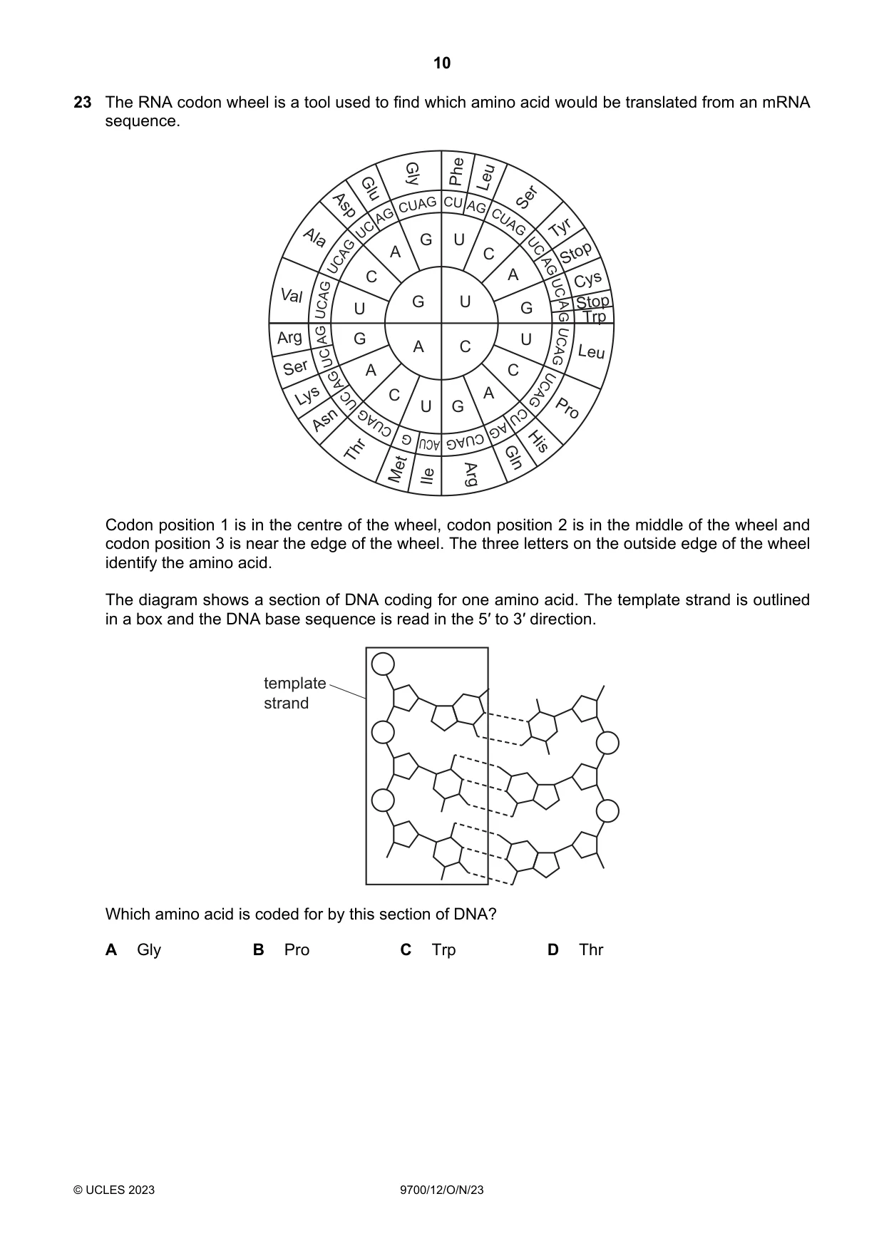Cambridge A Level Biology 9700 2023 Oct/Nov Paper 1 · Variant 2 question paper, page 10 of 20