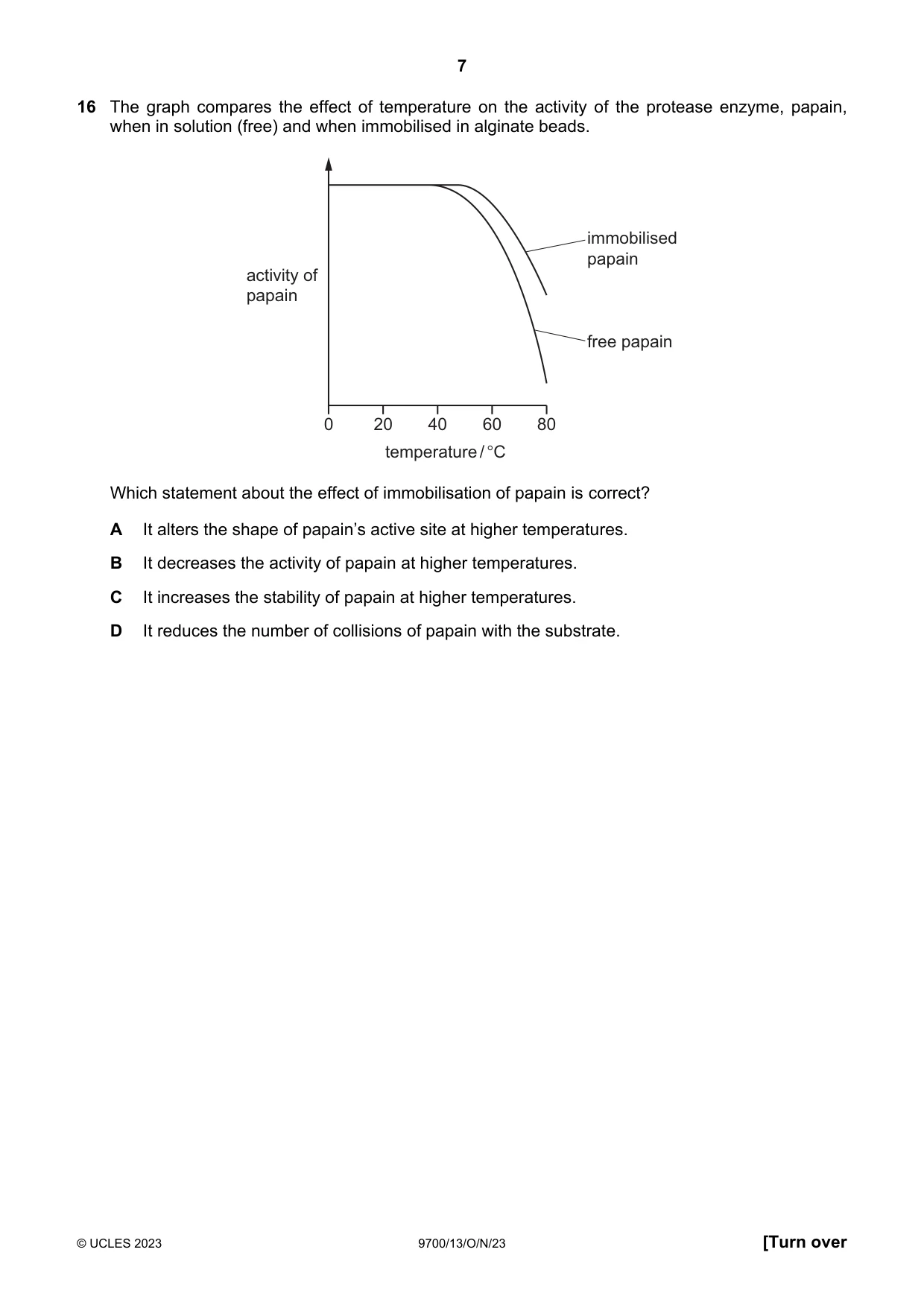 Cambridge A Level Biology 9700 2023 Oct/Nov Paper 1 · Variant 3 question paper, page 7 of 16